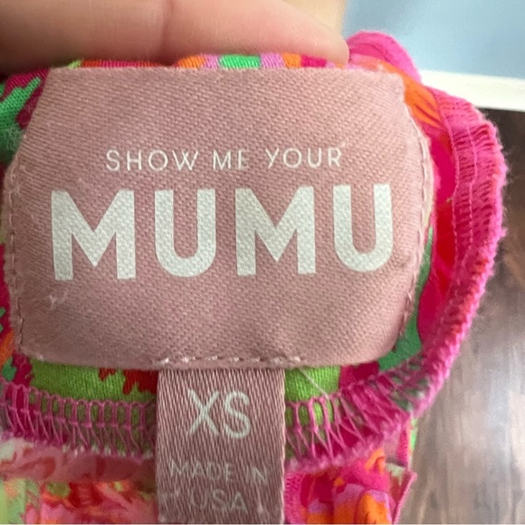 Show Me Your MuMu High Volume Mini Dress Tropical Pink Print - Picture 9 of 11